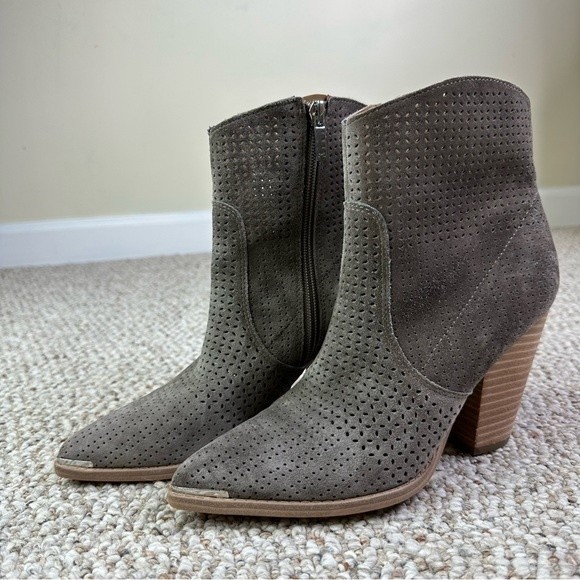 Marc Fisher Daire Perforated Gray Bootie - Picture 2 of 10